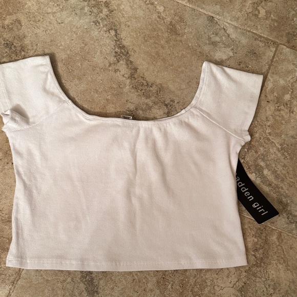 Madden Girl white Crop Top cap sleeve size xl - Picture 1 of 6